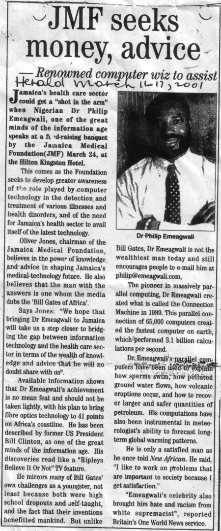 philip-emeagwali-jamaica-medical-foundation-seeks-money-advice-herald-kingston-march-11-to-17-2001