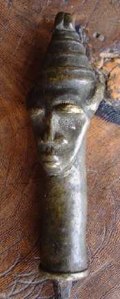 Old Yoruba Ogboni bronze and iron staff
