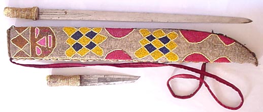  Yoruba, Nigeria, African beaded sword with knife