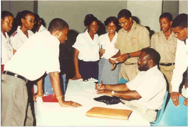 emeagwali_autographing-for-students_campion-college_march-26-2001