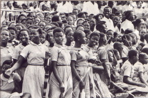 Nigerian school children celebrating the first independence day
