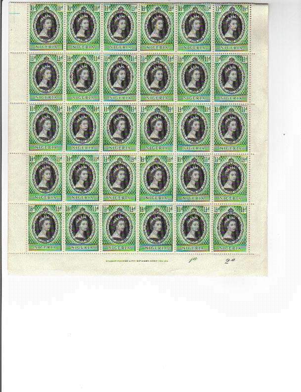 1953 Nigerian stamp commorating the coronation of Queen Elizabeth II